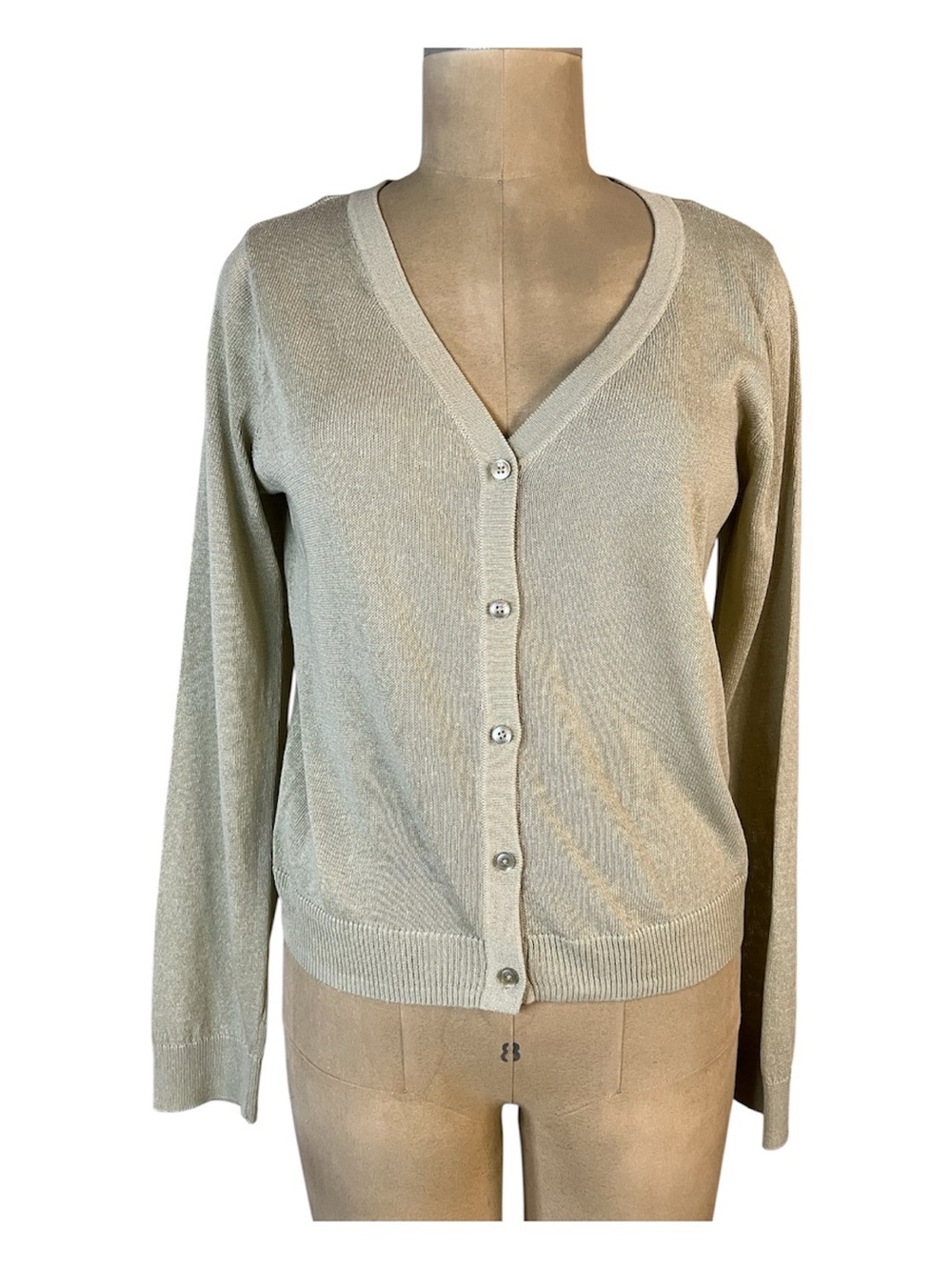Halogen Light green Lightweight  V-Neck Button Classic Cardigan